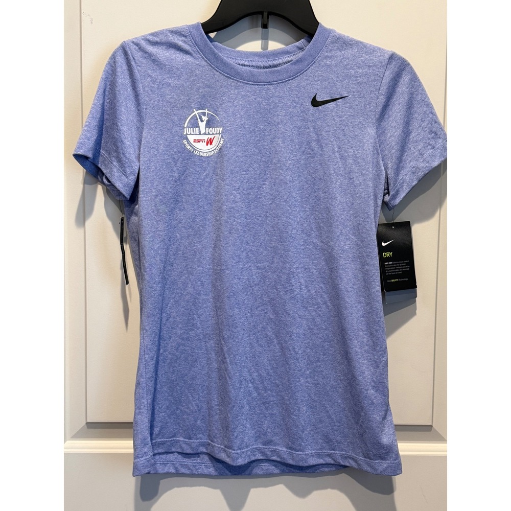 Nike Womens Dri-FIT Julie Foudy Sports Leadership Academy Tee Blue Small NWT